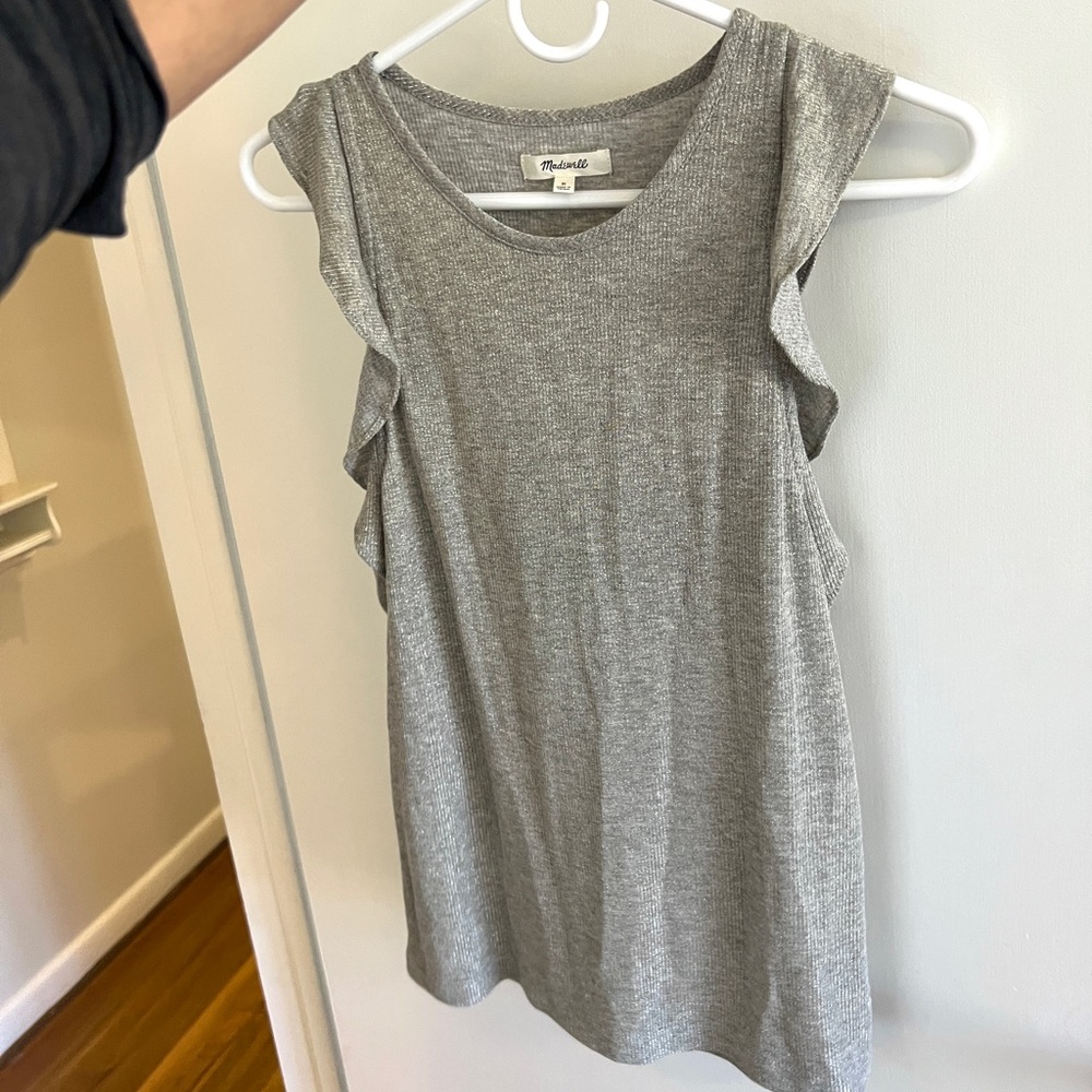 Darrell flutter sleeve shimmer tank